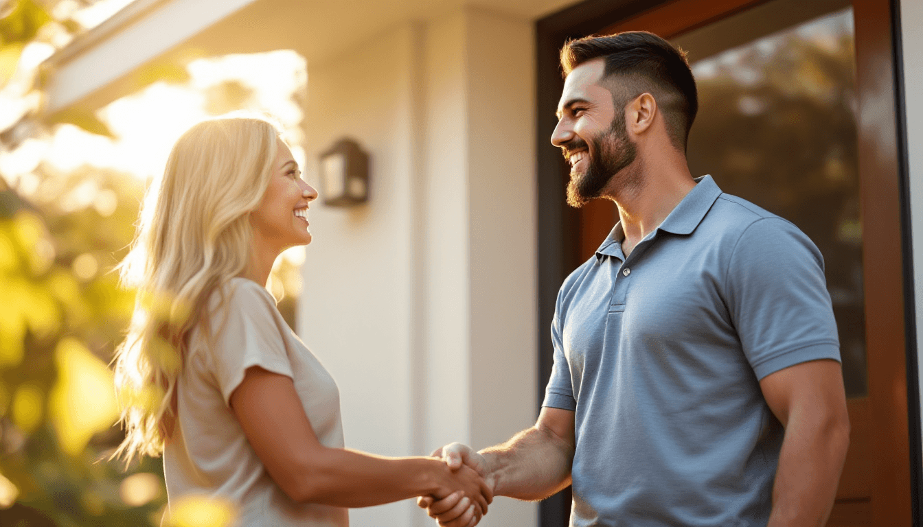 Service professional delivering a connected home experience to a homeowner