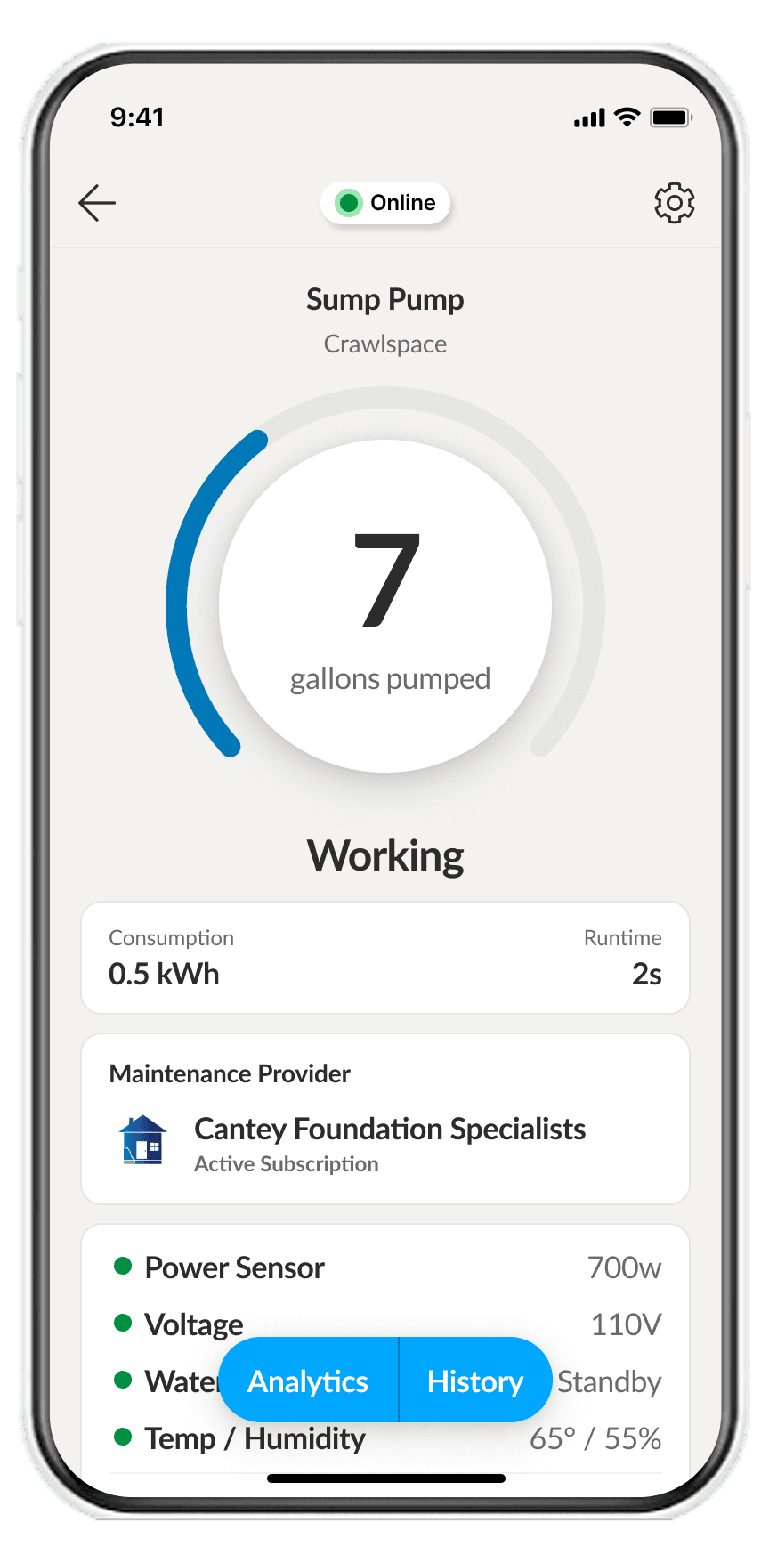 Shipshape app — sump pump monitoring