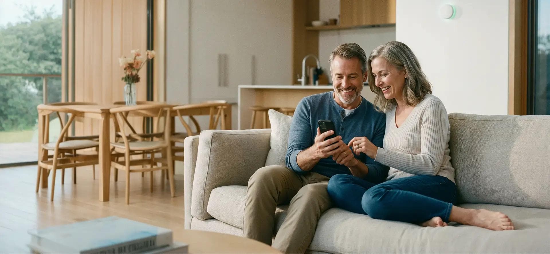 Couple relaxing at home with Shipshape monitoring